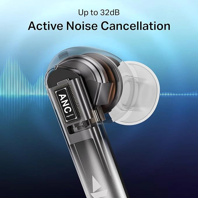 boAt Airdopes 513 ANC True Wireless Earbuds Ivory Glow with 32dB ANC, 65 Hours Playback, Bluetooth v6.0 and AI-ENx Quad Mics - JJR Mart