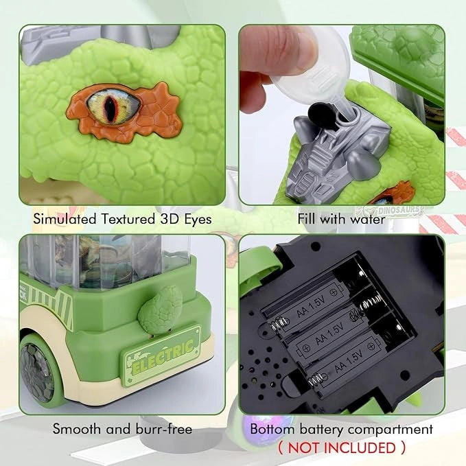 Triceratops Dinosaur Spray Truck Toy with Mist Spray, LED Lights, Music, Moving Mouth & Bump Go Action | Toy Trendz JJR Mart