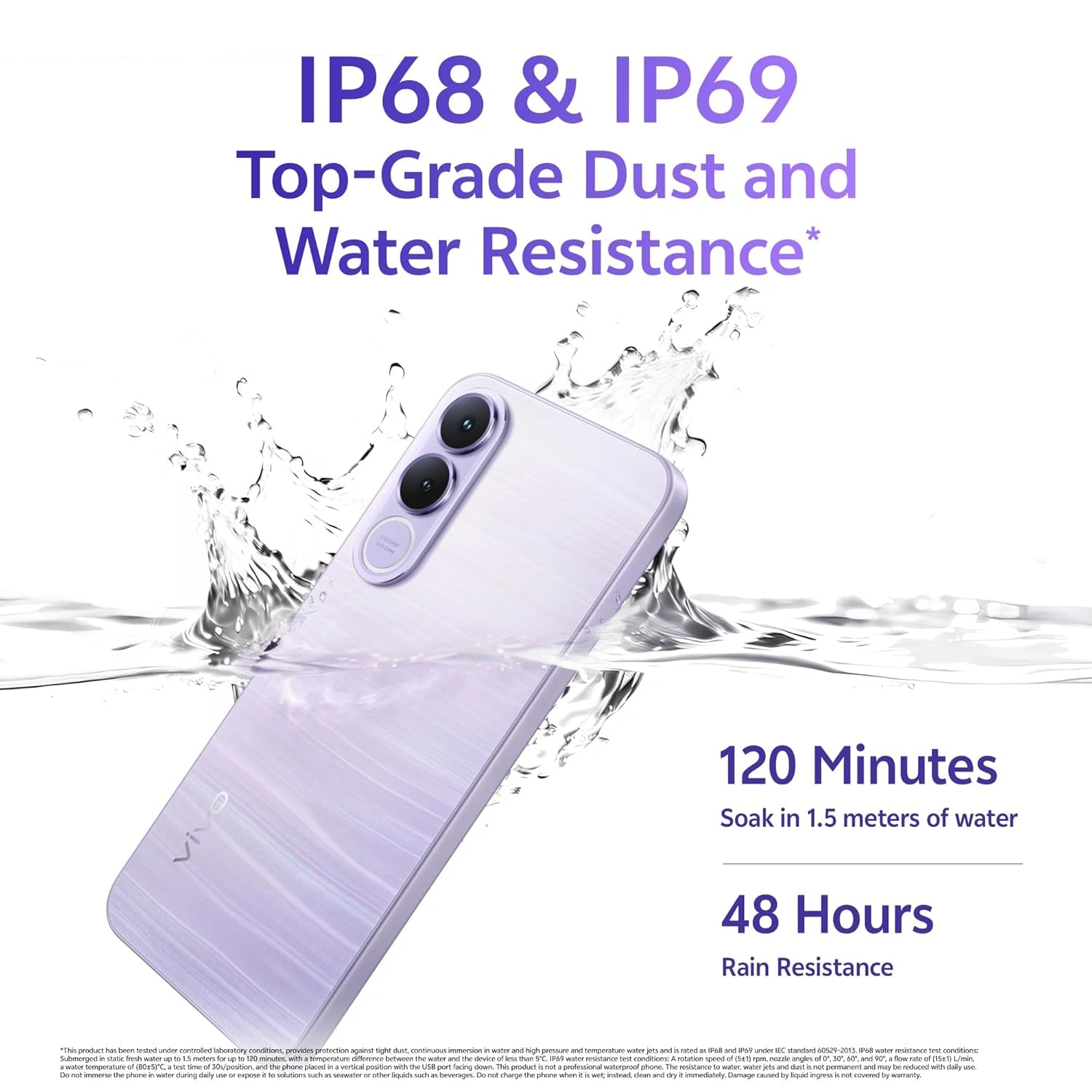 vivo V70 FE 5G Northern Lights Purple with 200MP OIS Camera, 7000mAh Battery, 90W FlashCharge and IP68 IP69 Water Resistance