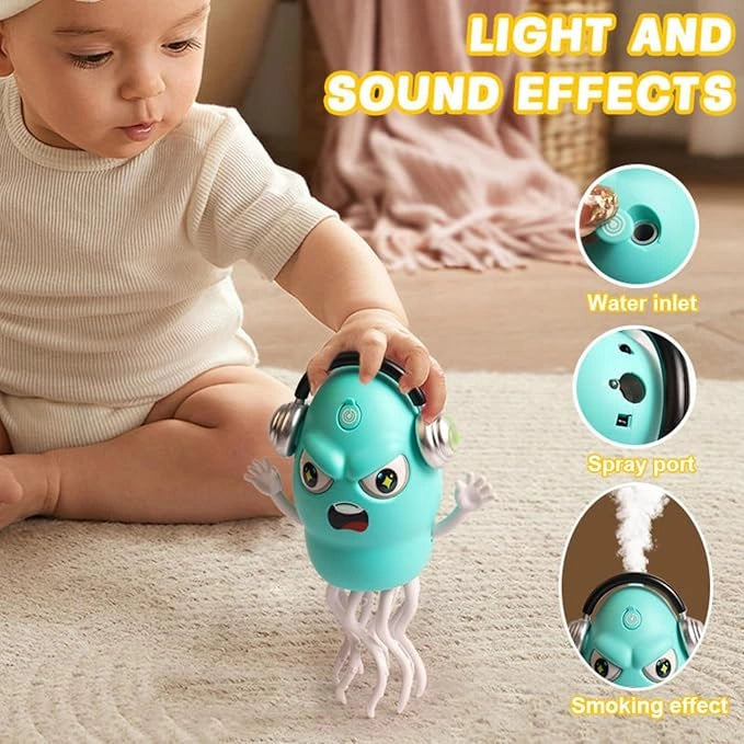 Musical Walking Octopus Toy with Smoke Spray, LED Lights, Sound, Dancing & Obstacle Avoidance for Kids | Toy Trendz JJR Mart