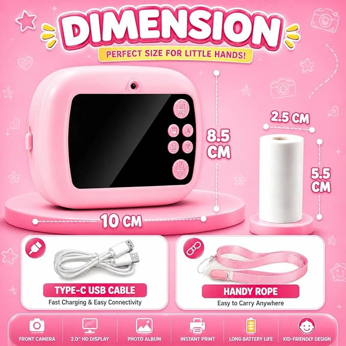 DIY Instant Digital Camera for Kids with Thermal Printer, 20MP Camera and 1080P Video Recording | Toy Trendz by JJR MART