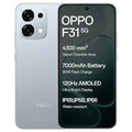 OPPO F31 5G Cloud Green smartphone with 6.57-inch AMOLED 120Hz display, 50MP AI camera, MediaTek Dimensity 6300 processor, 7000mAh battery and 80W SUPERVOOC fast charging.