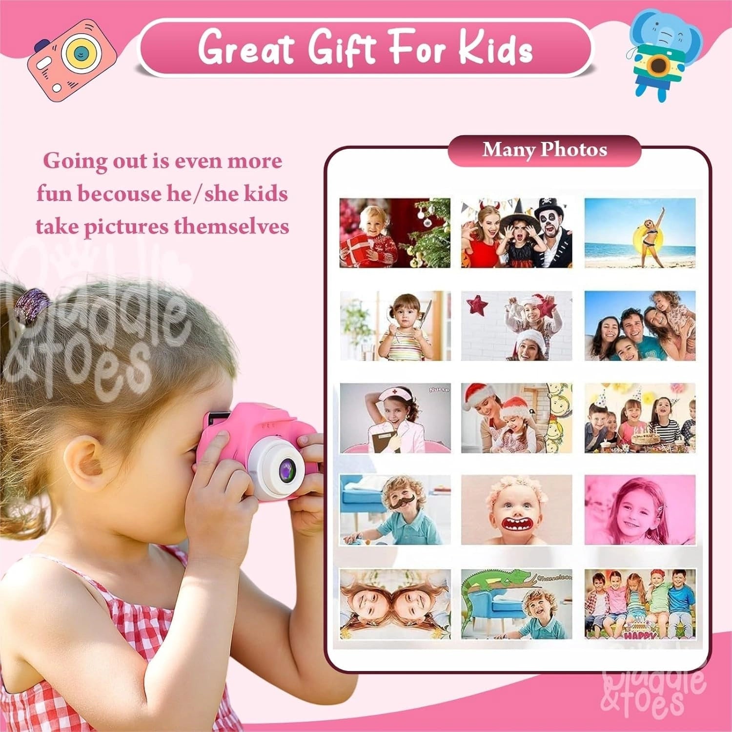 Children's Digital Camera toy for kids with colorful design, easy-to-use controls, photo and video recording features.