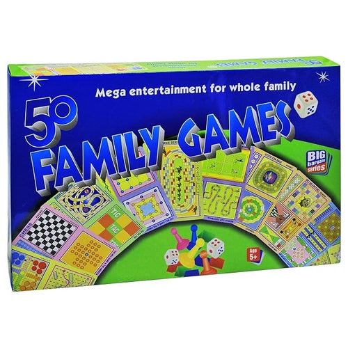 50 Family Games Collection with Multiple Classic Board Games, Playing Pieces and Dice | Toy Trendz by JJR MART