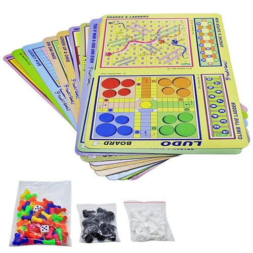 50 Family Games Collection with Multiple Classic Board Games, Playing Pieces and Dice | Toy Trendz by JJR MART