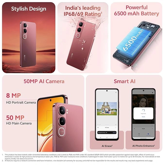 vivo Y31 5G Pink Smartphone with 50MP AI Camera, 6500mAh Battery, IP68/IP69 Rating | JJR Mobiles JJR Mart Thoothukudi