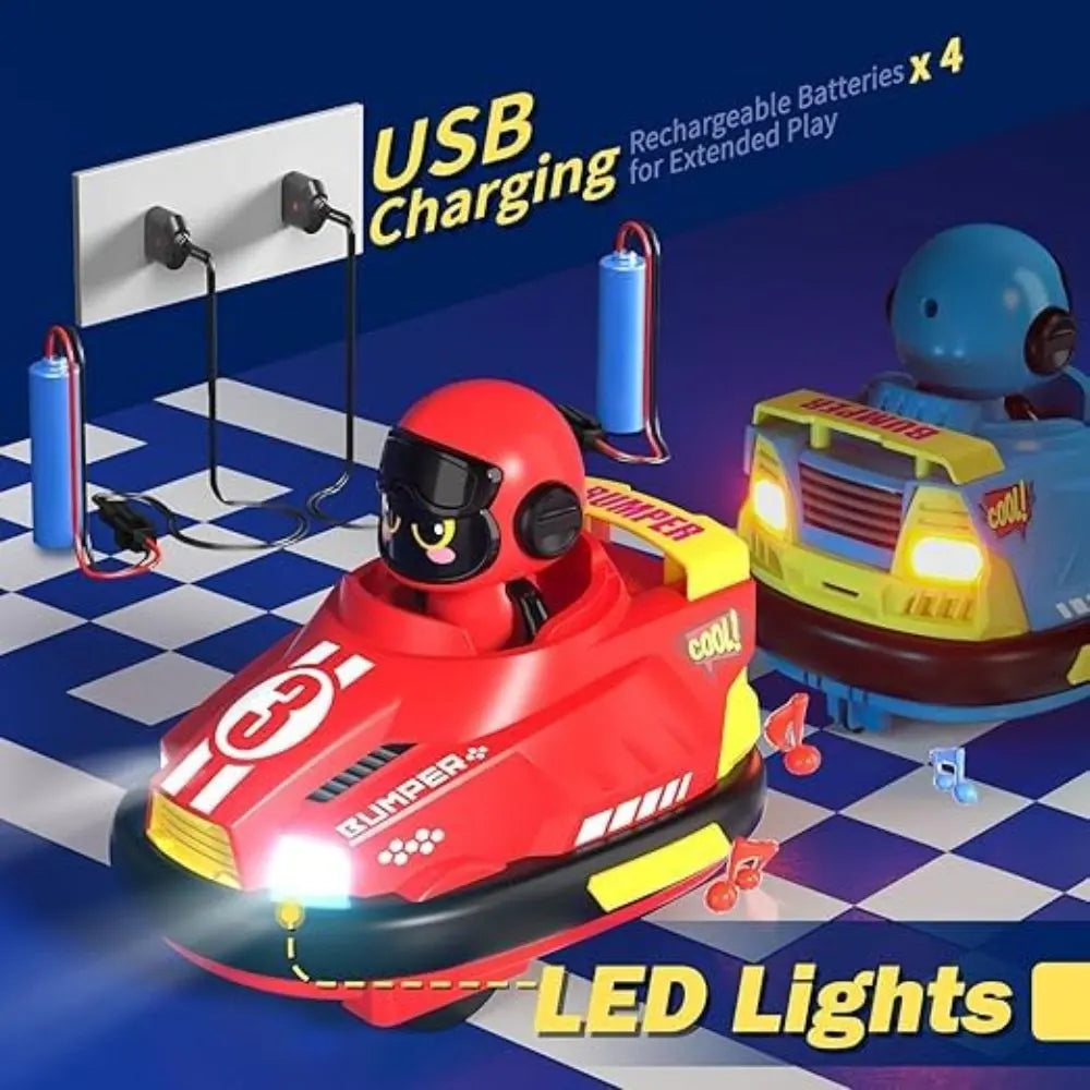 RC Battle Bumper Cars 2 Player Remote Control Toy with LED Lights and Sound | Toy Trendz JJR MART