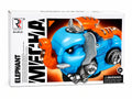 Mechanical elephant toy with lights, music, walking movement, and futuristic robotic design for kids aged 3 years and above.