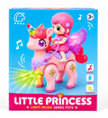 Little Princess unicorn toy with fairy rider, colorful lights, music, walking action, and magical unicorn design for kids.