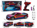 Colorful Rivalry RC toy car with remote control on white background.