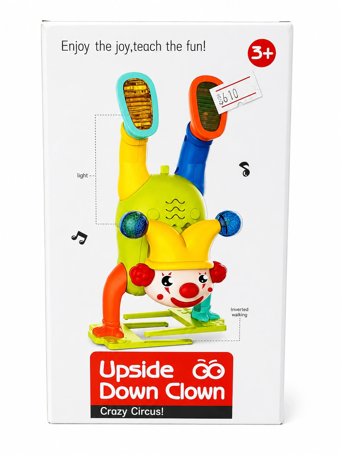 Upside Down Clown musical toy with lights and funny upside-down walking action for kids from Toy Trendz JJR Mart.