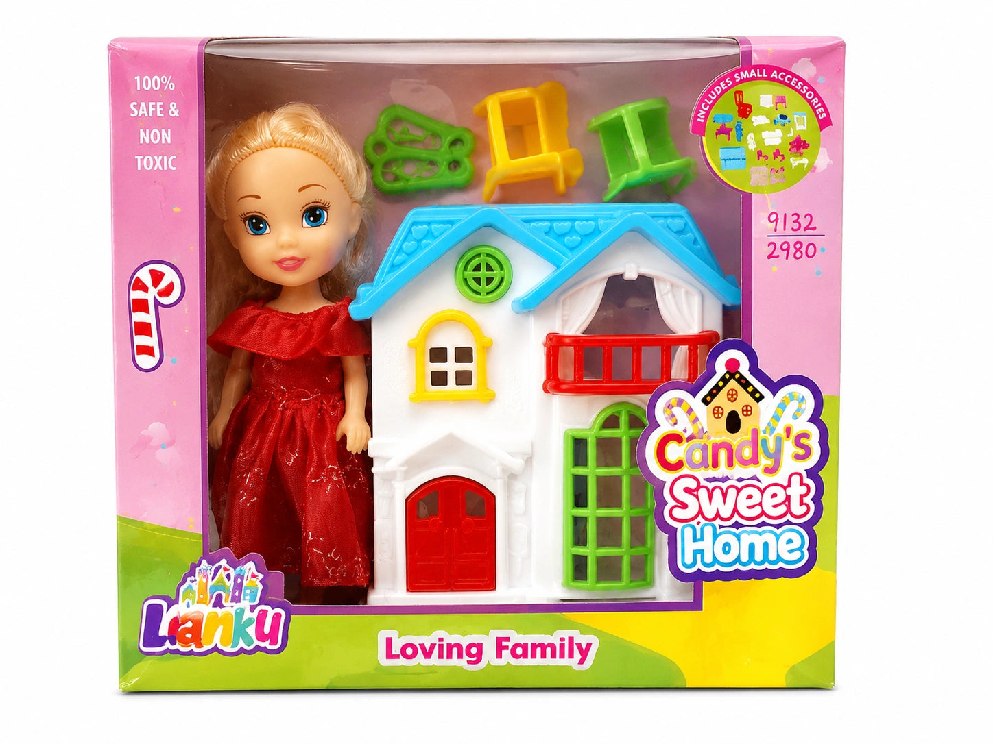 Sweet Home doll house toy set with fashion doll, mini furniture, and colorful house accessories on white background from Toy Trendz JJR Mart.