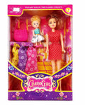 Charm Girl fashion doll set with mini doll, extra dresses, and accessories on white background from Toy Trendz JJR Mart.