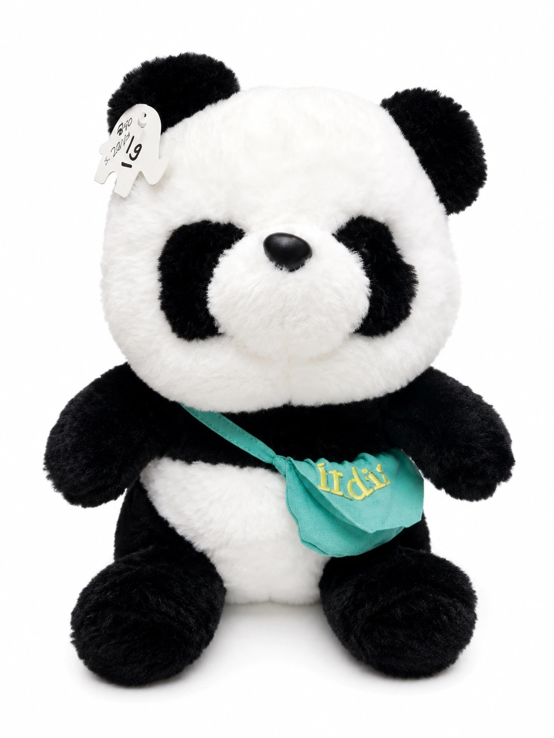 Soft black and white panda plush toy with cute sling bag for kids