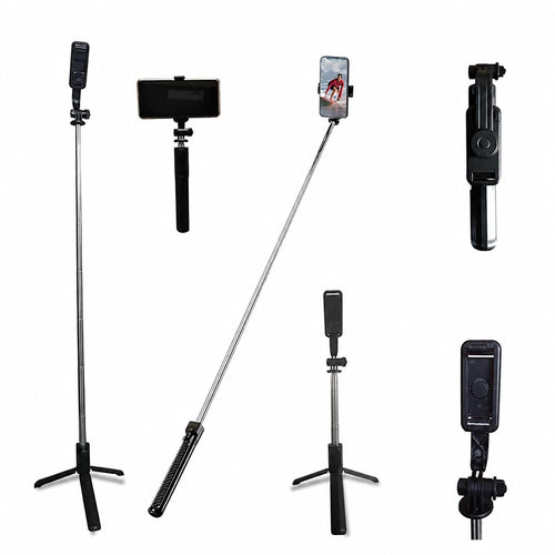 Portable Bluetooth selfie stick tripod with mobile holder and remote control