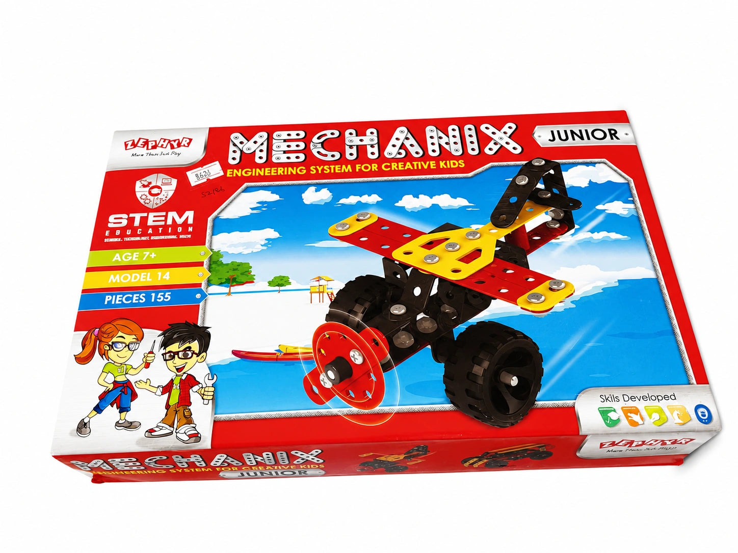 Mechanix Junior STEM educational engineering toy kit with 155 pieces for kids age 7+, available at Toy Trendz by JJR Mart Thoothukudi.
