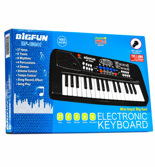 37 keys electronic keyboard musical toy with microphone, rhythms, tones, and demo songs for kids age 4+, available at Toy Trendz by JJR Mart Thoothukudi.