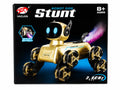 Robot Dog Stunt RC toy with spray effect, glowing eyes, 2.4GHz remote control, and futuristic robotic design for kids age 8+, available at Toy Trendz by JJR Mart Thoothukudi.