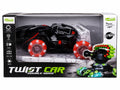 Twist Car double-sided RC stunt car toy with drifting action, LED lights, sound effects, battle mode, and futuristic remote-control design for kids, available at Toy Trendz by JJR Mart Thoothukudi.