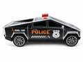 Transparent pickup police toy car with futuristic truck design on white background