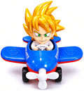Cute cartoon airplane toy with anime pilot in assorted random colors on white background