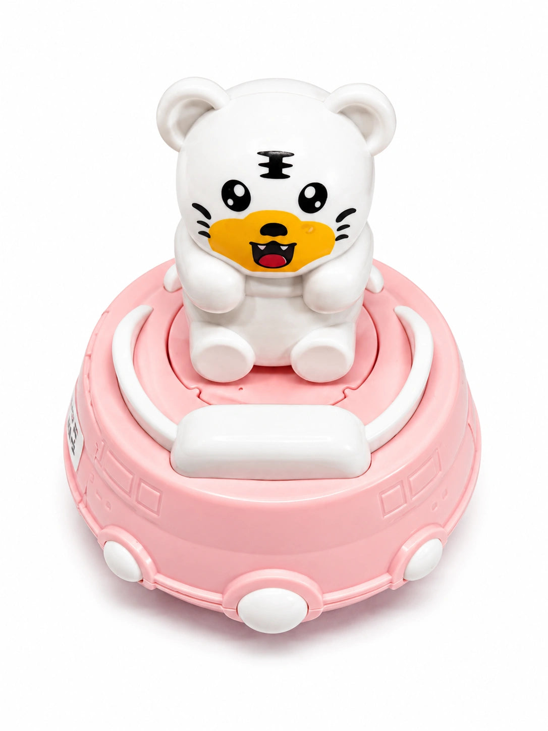 Cute cartoon push and eject toy in assorted random colors on white background