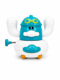 Cute punching robot toy in assorted random colors with wind up action on white background