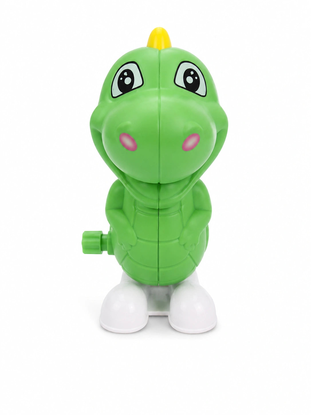 Cute dinosaur wind up toy in assorted random colors on white background