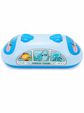 Cute metro train friction toy for kids on white background with cartoon ocean theme design