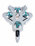 Grey mini fighter jet toy with spinning propellers for kids on white background from Toy Trendz JJR Mart