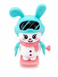 Cute bunny skiing wind-up toy with goggles and snowboard for kids