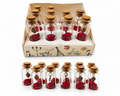 Mini Rose Glass Bottle Set pack of 3 with decorative rose flowers and cork lids