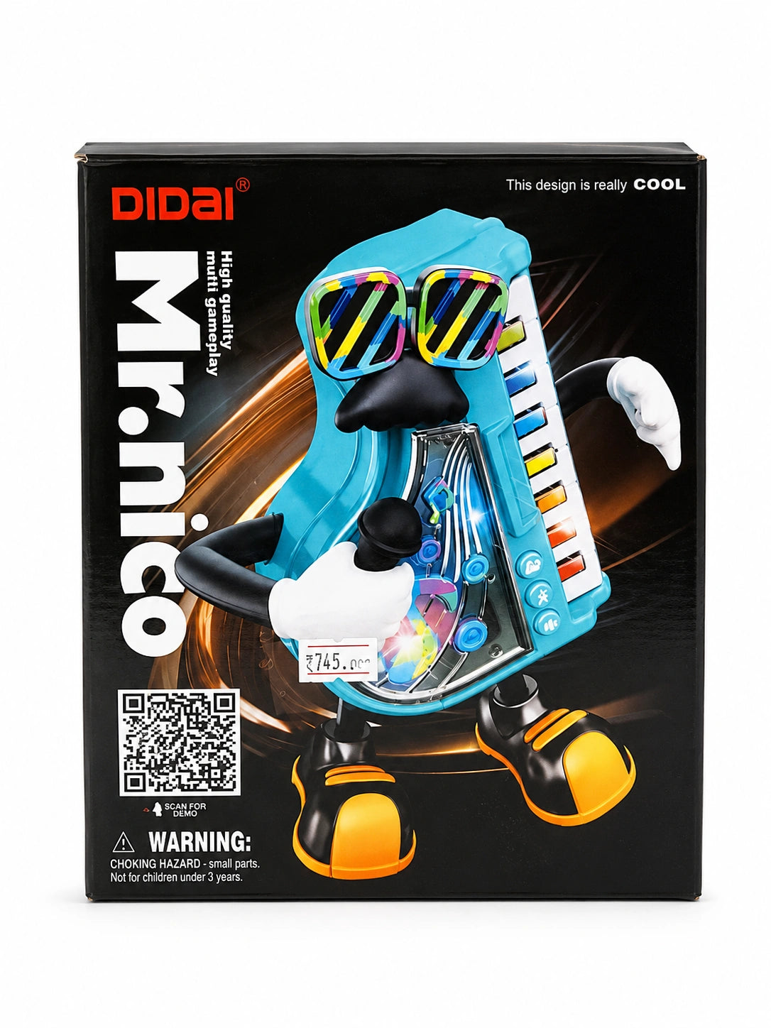 DIDAI Mr.Nico musical toy featuring colorful lights, music, interactive buttons, and a fun dancing character design for kids.