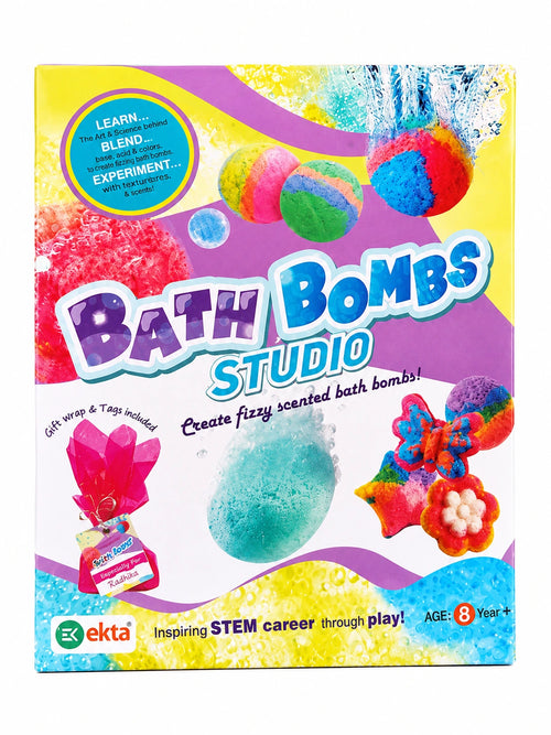 Bath Bombs Studio STEM science kit for kids with colorful DIY bath bomb making activities, creative experiments, and educational learning.