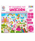 Unicorn Colouring Mat DIY activity set with magical unicorn illustrations, washable reusable coloring surface, and creative learning fun for kids.
