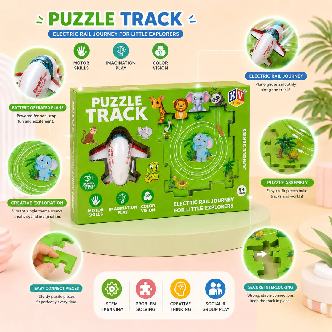 Puzzle Track Electric Rail Journey DIY Airplane Puzzle Toy for Kids | Toy Trendz by JJR MART