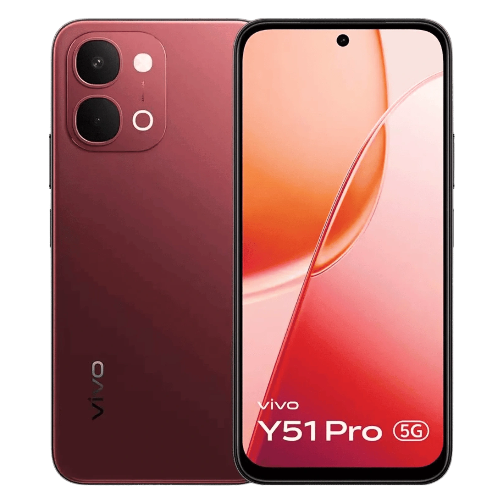 Vivo Y51 Pro 5G Crimson Red smartphone with 8GB RAM, 128GB storage, 50MP camera and 7200mAh battery