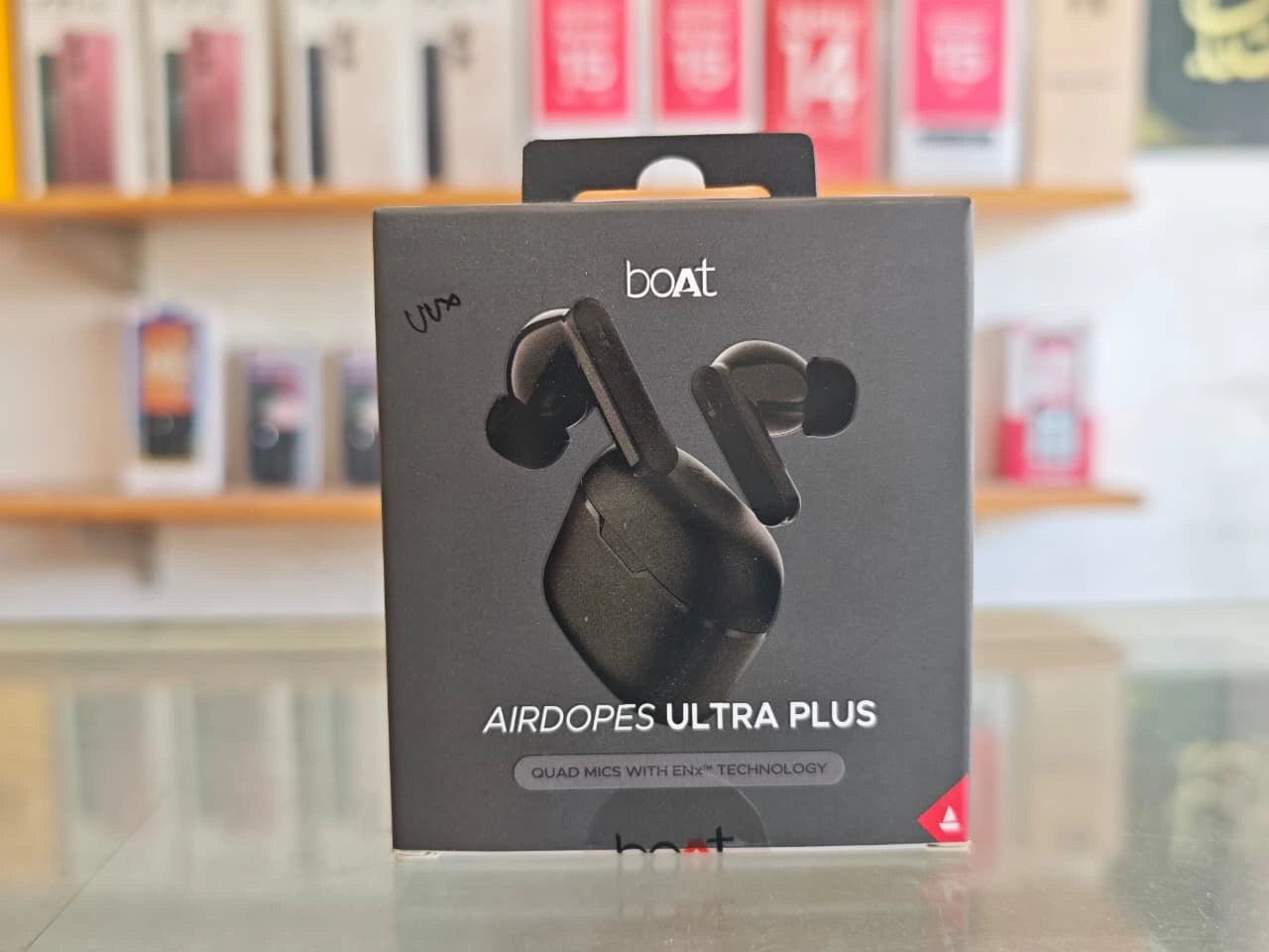 boAt Airdopes Ultra Plus black wireless earbuds box at JJR Mobiles showroom