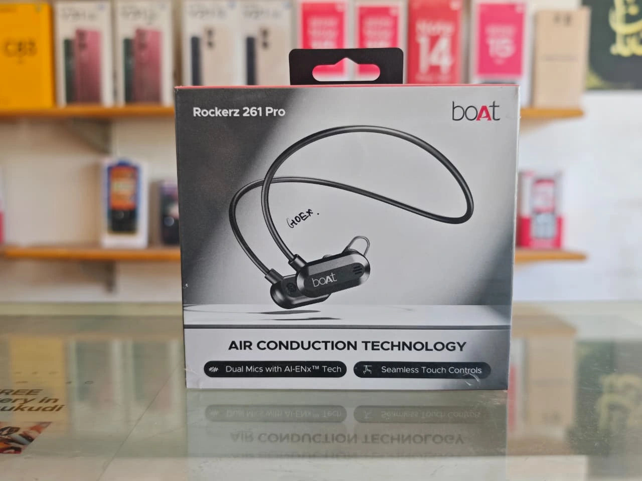 boAt Rockerz 261 Pro wireless neckband earphones box displayed at JJR Mobiles showroom