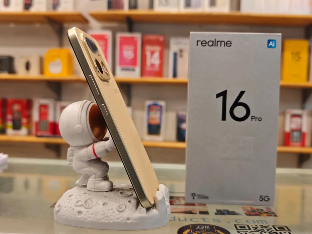 realme 16 Pro 5G smartphone with 8GB RAM, 128GB storage, 200MP camera and 7000mAh battery at JJR Mobiles.