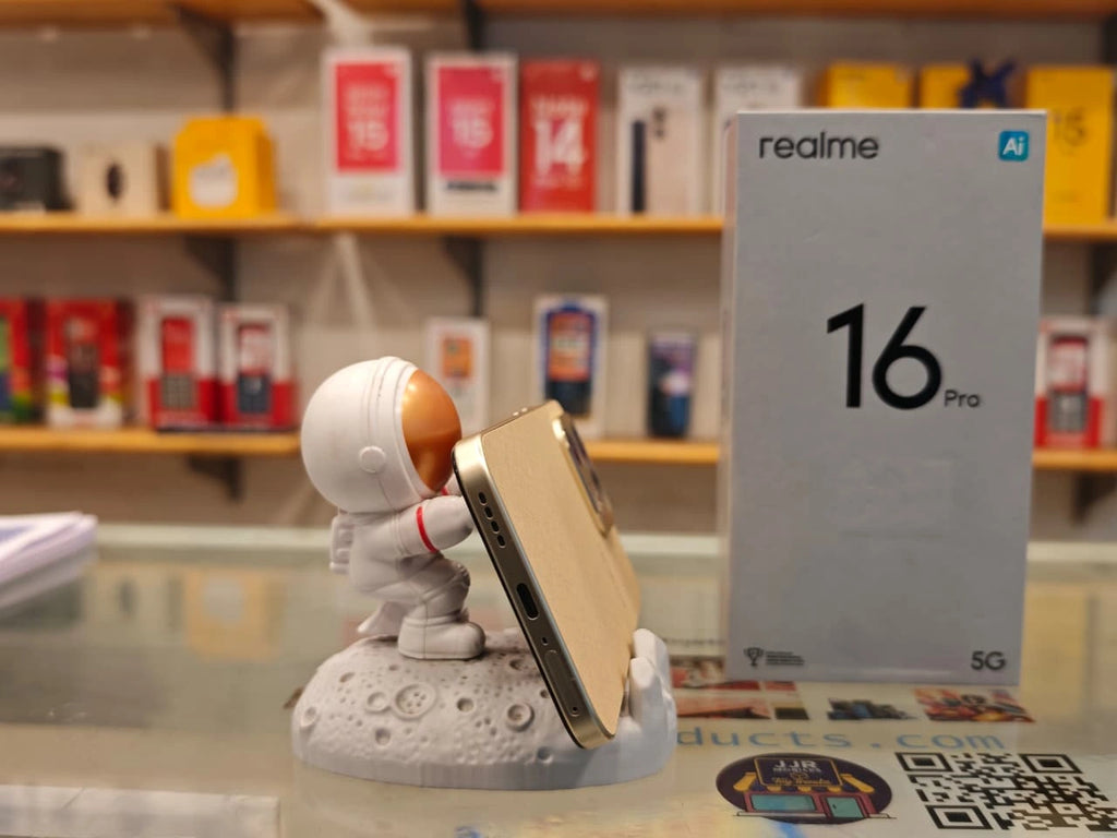 realme 16 Pro 5G smartphone with 8GB RAM, 128GB storage, 200MP camera and 7000mAh battery at JJR Mobiles.