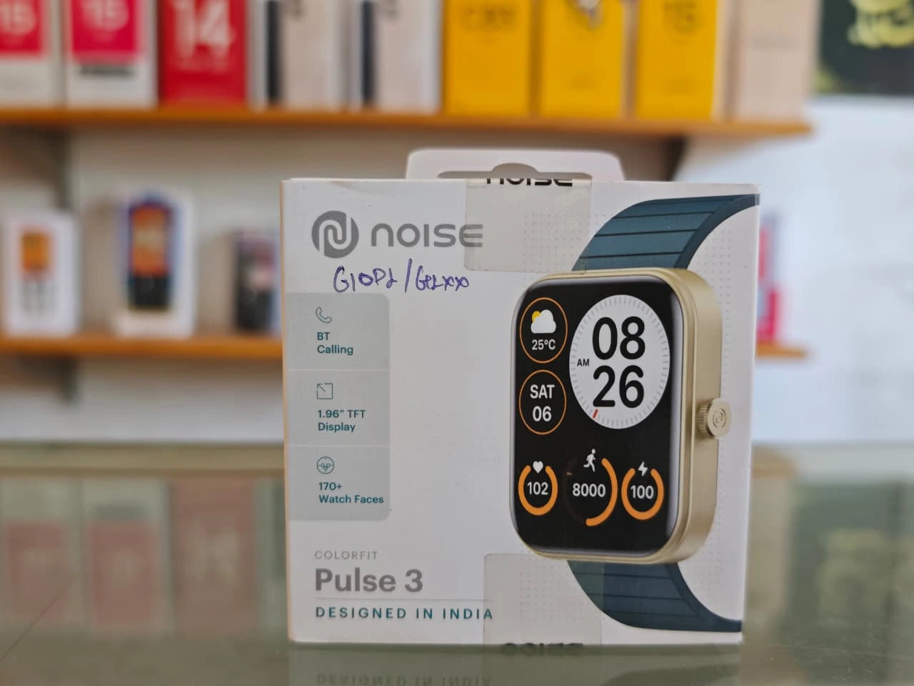Noise ColorFit Pulse 3 smartwatch with 1.96 inch TFT display and Bluetooth calling in premium gold finish at JJR Mobiles