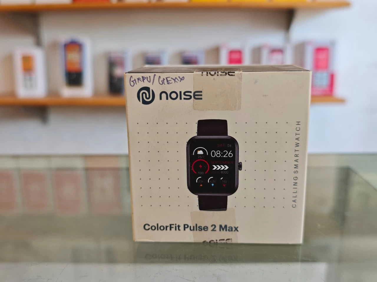 Noise ColorFit Pulse 2 Max calling smartwatch with square display and black strap at JJR Mobiles