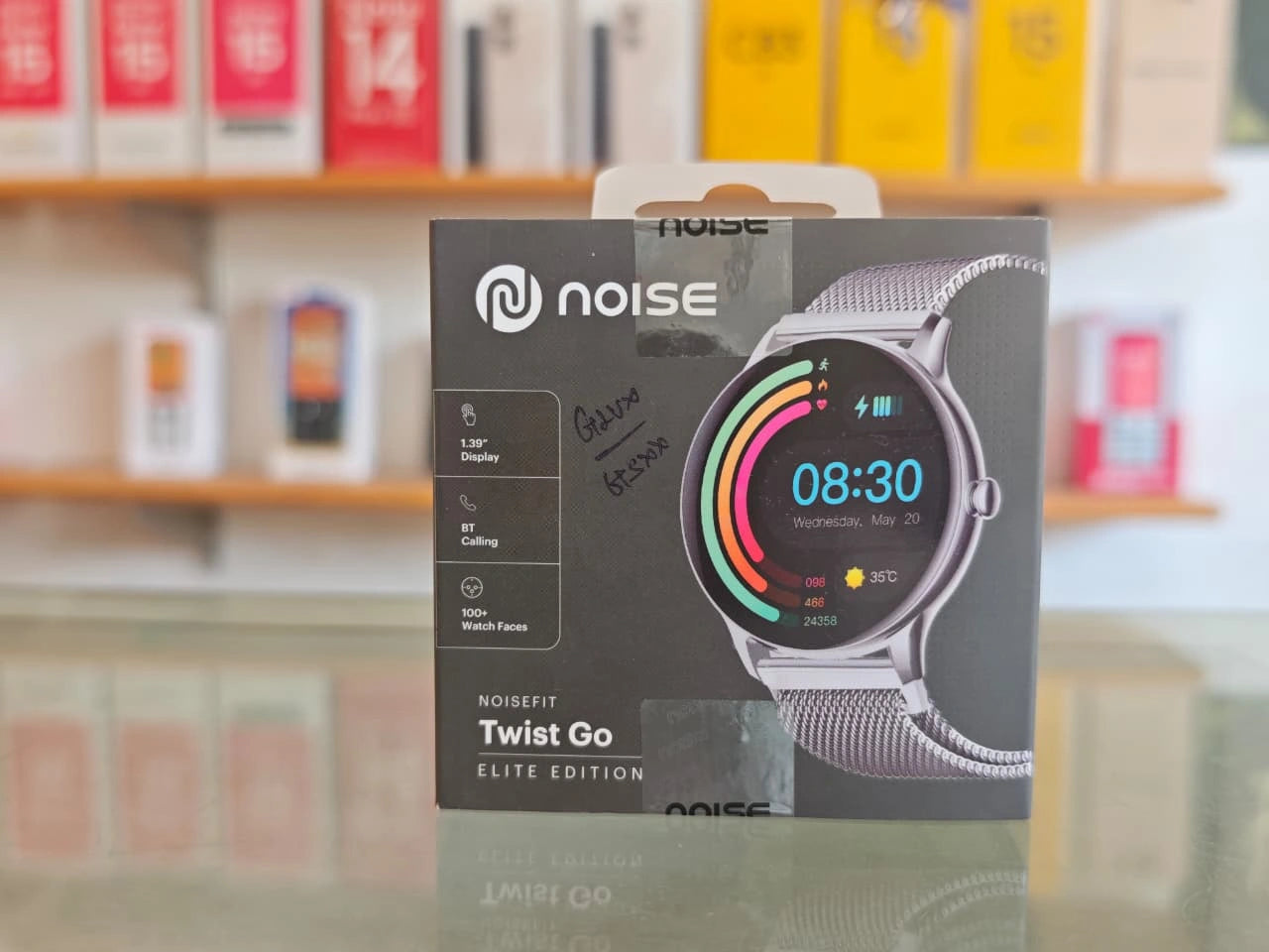 NoiseFit Twist Go Elite Edition smartwatch with 1.39 inch display and metal strap at JJR Mobiles