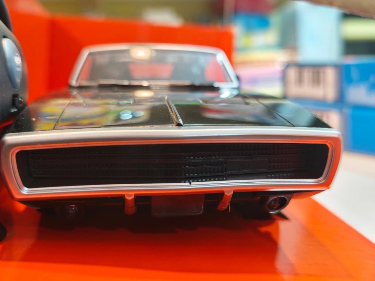 MoKa Classic Muscle RC Car with steering wheel remote controller, opening doors, LED lights and realistic vintage muscle car design available at Toy Trendz by JJR Mart Thoothukudi.