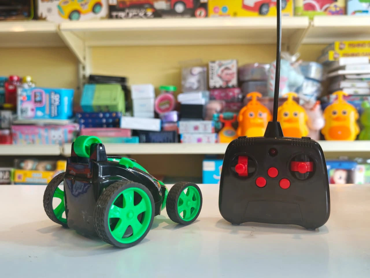 ToyBoi 360° Stunt RC Car with multi-directional movement, 360-degree spinning action, durable wheels and easy-to-use remote control available at Toy Trendz by JJR Mart Thoothukudi.
