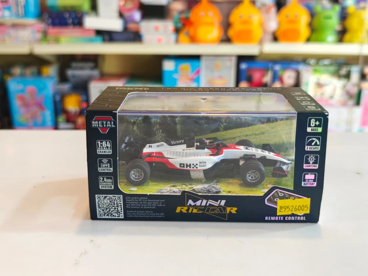Mini Formula RC Racing Car featuring Formula racing design, 2.4GHz remote control, alloy body, LED lights and rechargeable battery available at Toy Trendz by JJR Mart Thoothukudi.