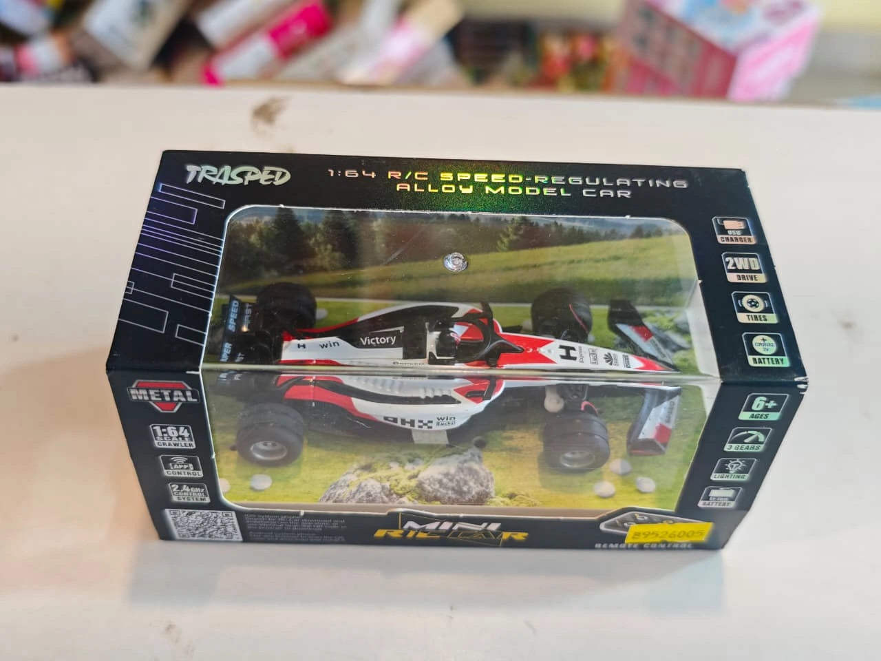 Mini Formula RC Racing Car featuring Formula racing design, 2.4GHz remote control, alloy body, LED lights and rechargeable battery available at Toy Trendz by JJR Mart Thoothukudi.