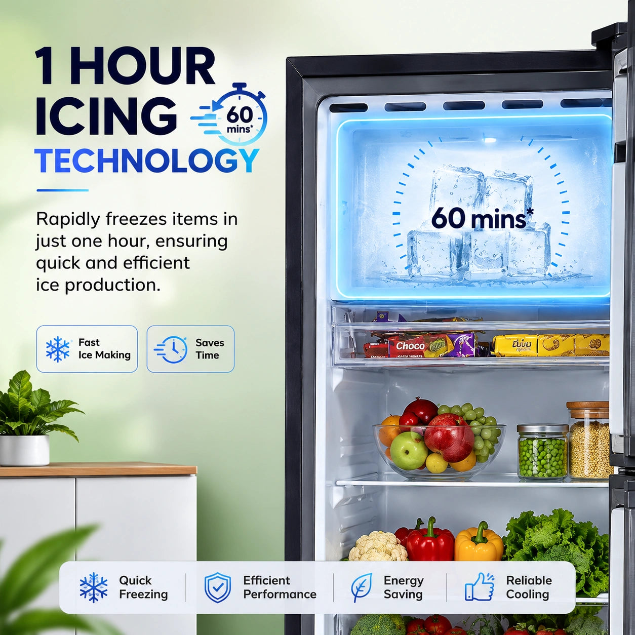 Haier HRD-2112CSSA-N 190L Direct Cool Single Door Refrigerator in Saffron Sienna with floral finish, 1-Hour Icing Technology, Stabilizer-Free Operation and Toughened Glass Shelves.